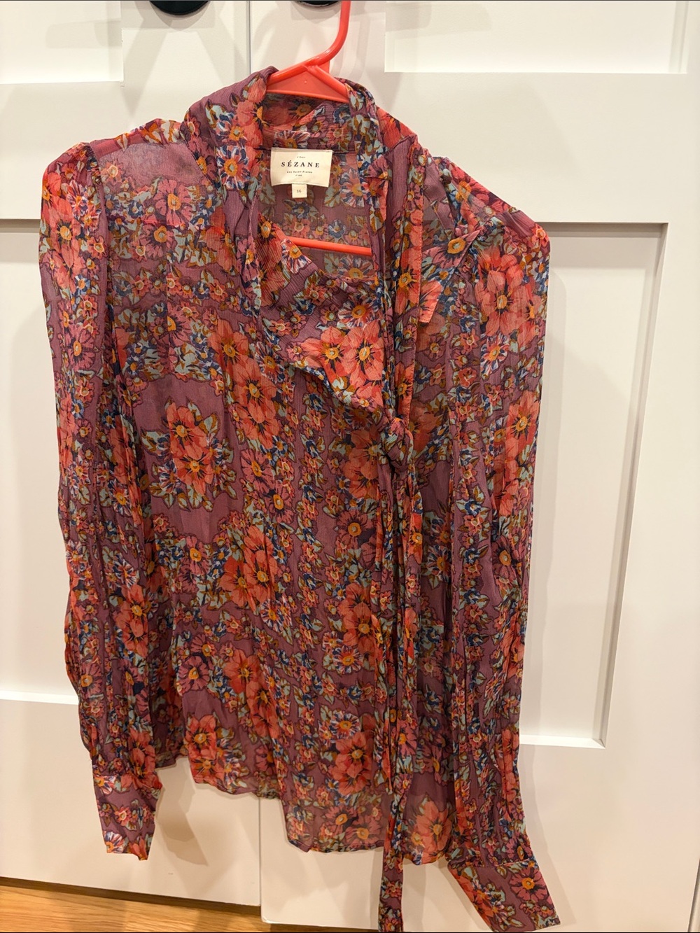 Sezane Neck Tie Blouse